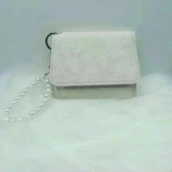 Handbags - Elsa White Wallet w/ Faux Pearl Keychain Strap
